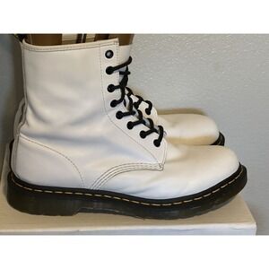 Doc Dr Martens Boots Pascal 1460 White Leather Punk Moto Women's sz. 11 Punk